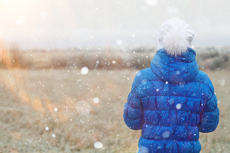 Girl,In,A,Blue,Down,Jacket,Winter,View,From,The